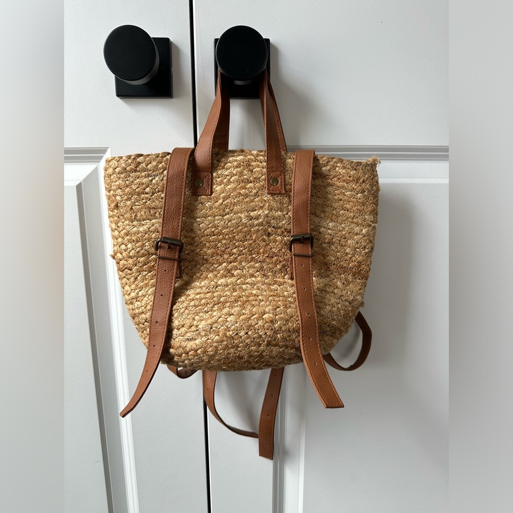 XIX Palms Insulated Picnic Backpack Straw Cooler Bag